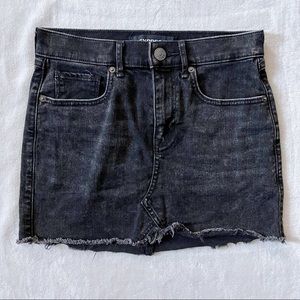 EXPRESS Black Faded Denim Mini Skirt
